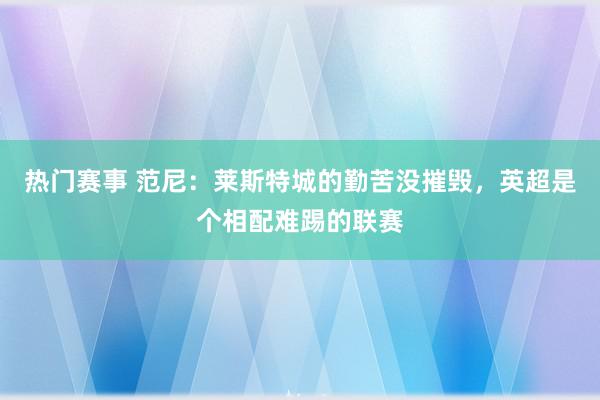 热门赛事 范尼：莱斯特城的勤苦没摧毁，英超是个相配难踢的联赛